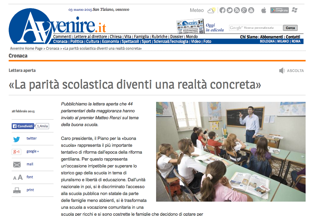 L'Avvenire OnLine 28/2/2015